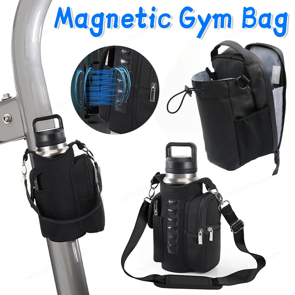 Stay Hydrated in Style: Large Capacity Magnetic Gym Bag Holder with Built-In Magnet and Phone Pocket for Active Lifestyles