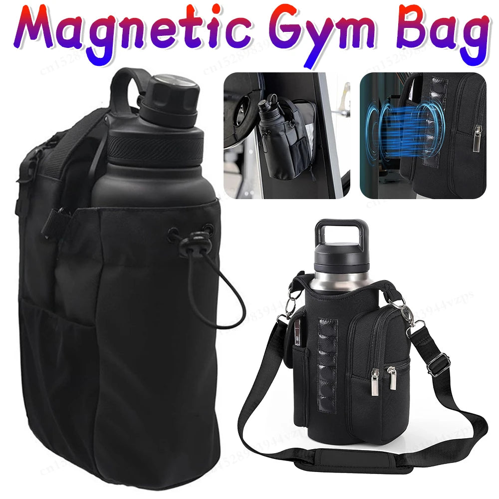 Stay Hydrated in Style: Large Capacity Magnetic Gym Bag Holder with Built-In Magnet and Phone Pocket for Active Lifestyles