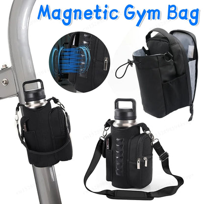 Stay Hydrated in Style: Large Capacity Magnetic Gym Bag Holder with Built-In Magnet and Phone Pocket for Active Lifestyles
